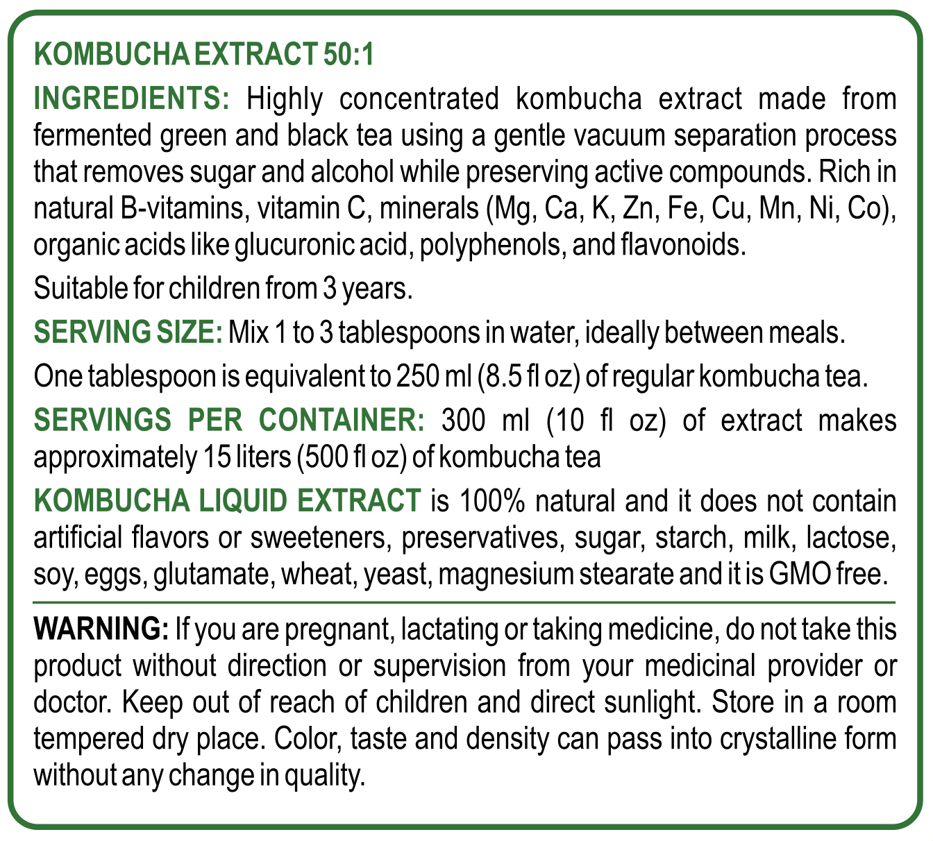 Natürliche Aminosäuren Vitamin B1, B2, B3, B5, B6 - 300 ml - Kombucha-Extrakt