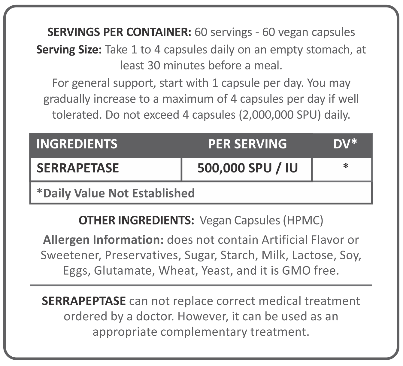 Serrapeptase (500.000 IU) - Proteolytic Enzyme Supplement