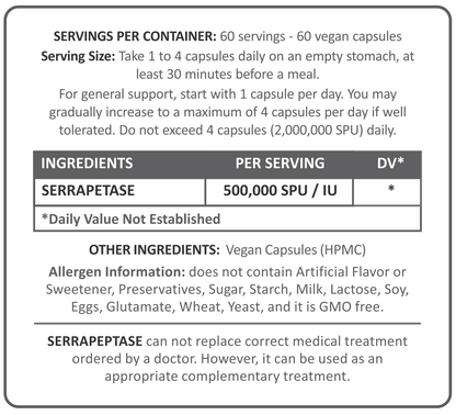 Serrapeptase (500.000 IU) - Proteolytic Enzyme Supplement